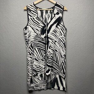 Zebra Print Sleeveless High-Low Top By Spense Size M